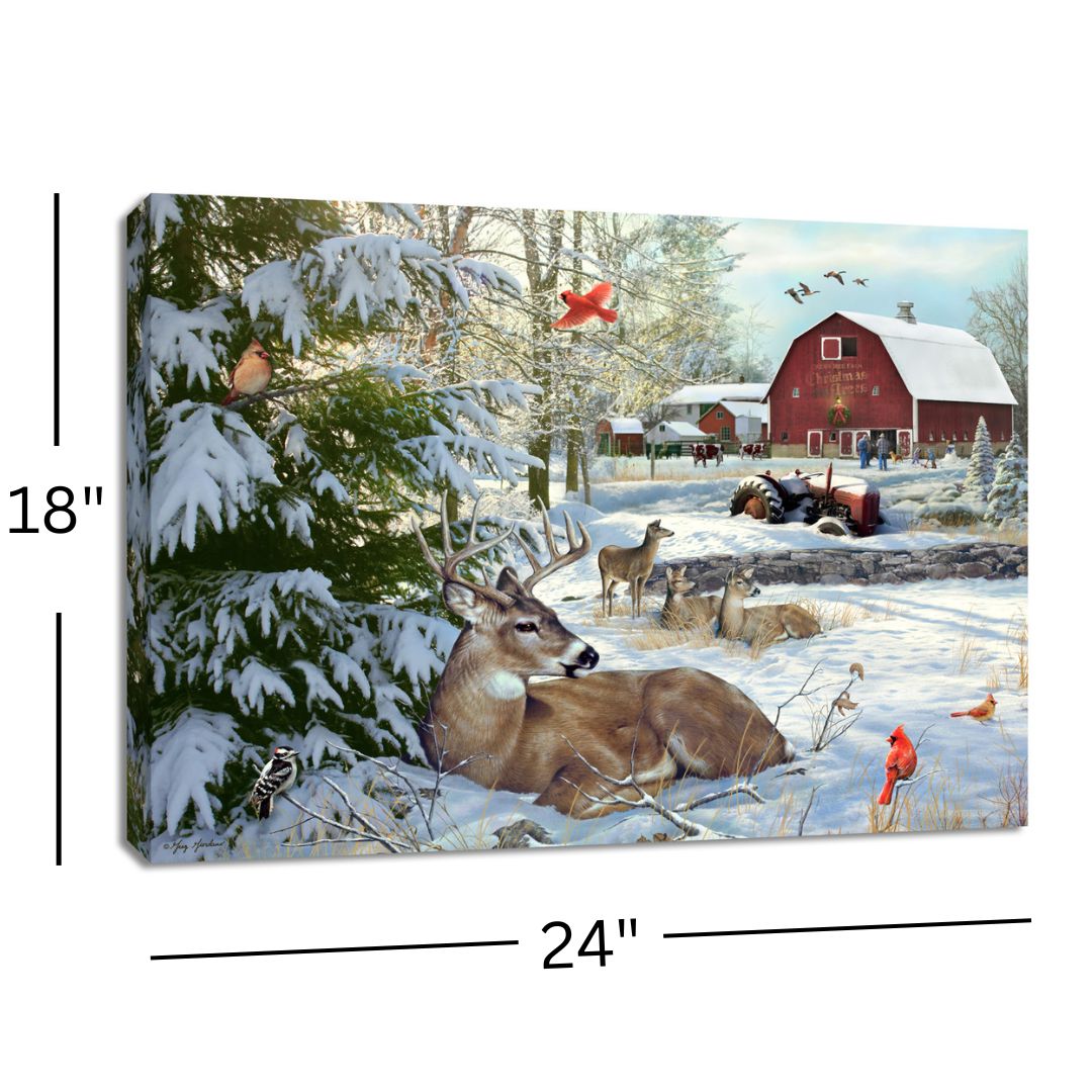 Fresh Snow on the Farm 18x24 Fully Illuminated LED Wall Art