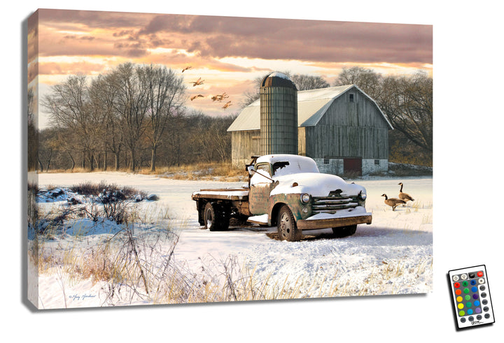 Snowy Fields 18x24 Fully Illuminated LED Wall Art, handcrafted Christmas gift, Grande Place, Lancaster County PA
