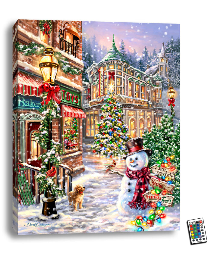 Christmas Lane 18x24 Fully Illuminated LED Wall Art, handcrafted Christmas gift, Grande Place, Lancaster County PA