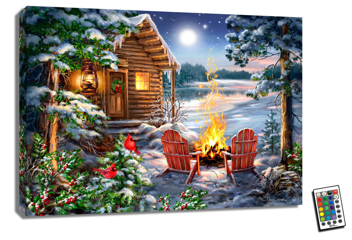 Christmas at the Lake 18x24 Fully Illuminated LED Wall Art