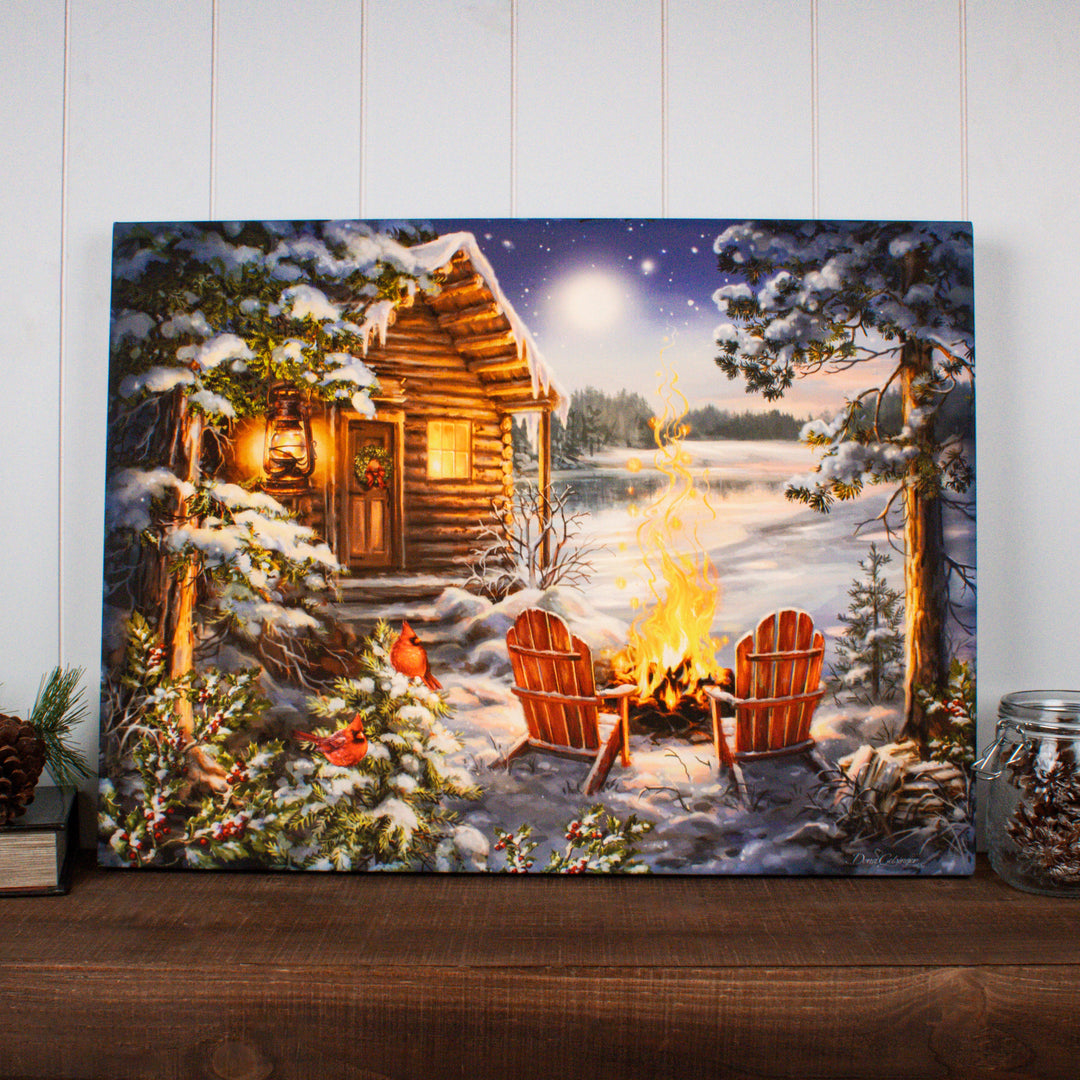 Christmas at the Lake 18x24 Fully Illuminated LED Wall Art, handcrafted Christmas gift, Grande Place, Lancaster County PA