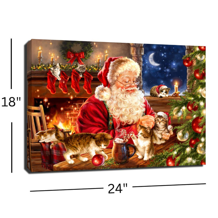 Kitten Christmas 18x24 Fully Illuminated LED Wall Art