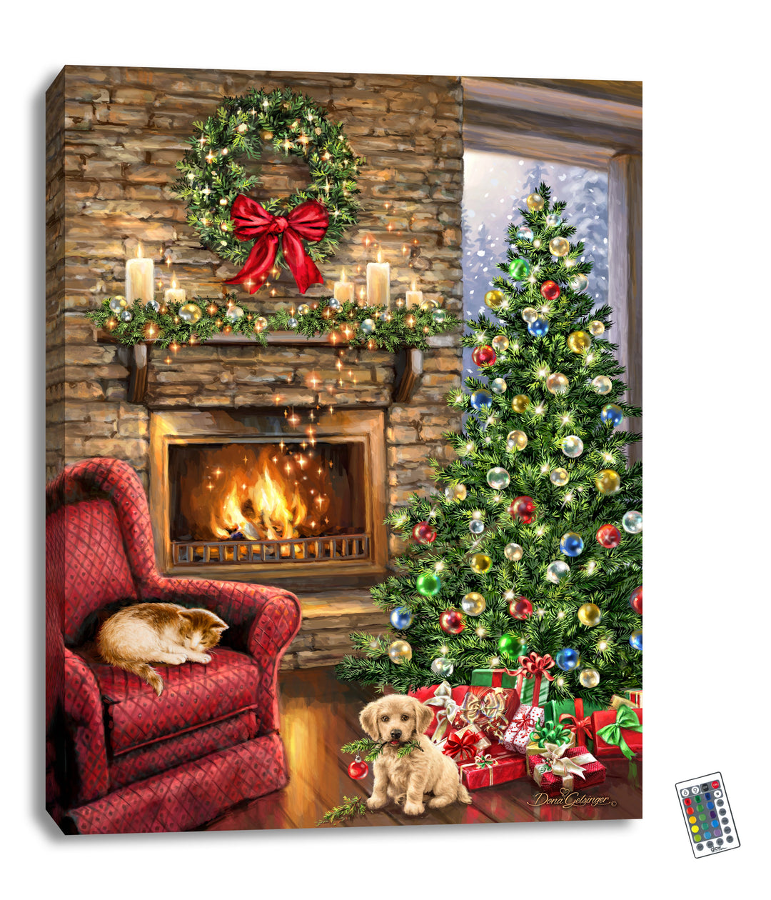 Fireside Christmas 18x24 Fully Illuminated LED Wall Art