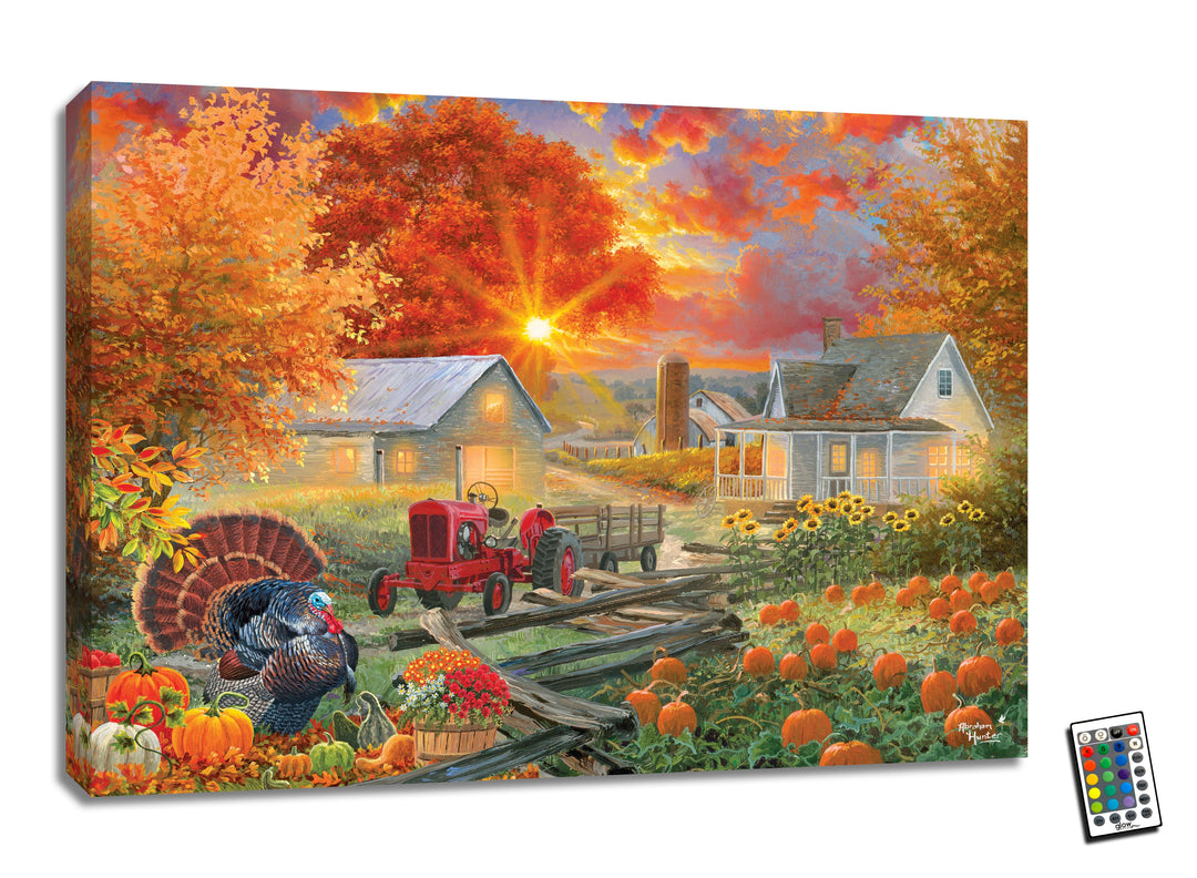 The Pumpkin Harvest 18x24 Fully Illuminated LED Wall Art, handcrafted Christmas gift, Grande Place, Lancaster County PA