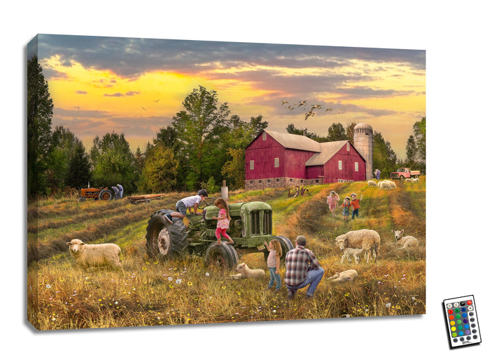 Fun on the Farm 18x24 Fully Illuminated LED Wall Art, handcrafted Christmas gift, Grande Place, Lancaster County PA