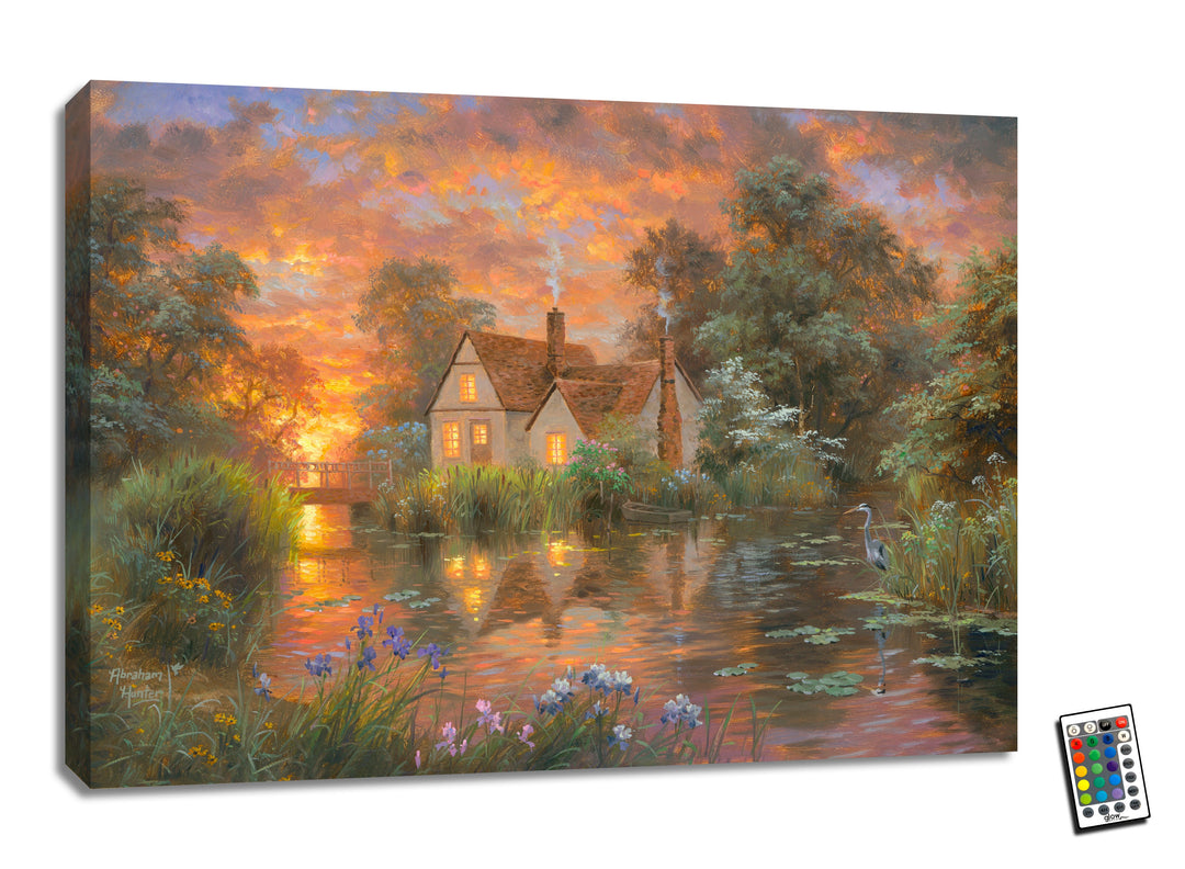 Wetland Cottage 18x24 Fully Illuminated LED Wall Art, handcrafted Christmas gift, Grande Place, Lancaster County PA