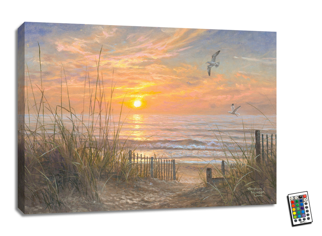 Coastline Sunset 18x24 Fully Illuminated LED Wall Art, handcrafted Christmas gift, Grande Place, Lancaster County PA