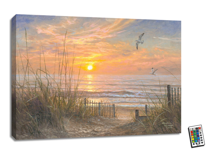 Coastline Sunset 18x24 Fully Illuminated LED Wall Art, handcrafted Christmas gift, Grande Place, Lancaster County PA