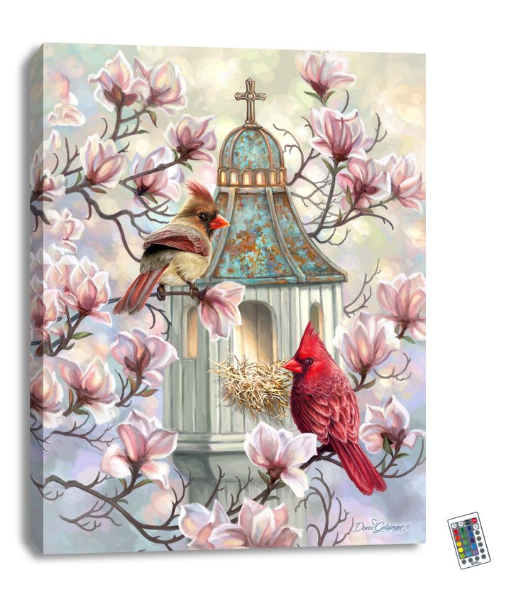 Spring Morning 18x24 Fully Illuminated LED Wall Art, handcrafted Christmas gift, Grande Place, Lancaster County PA