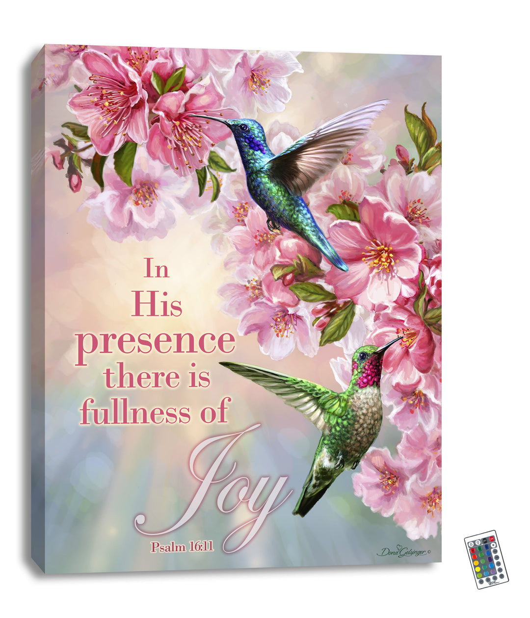 Hummingbirds in Spring 18x24 Fully Illuminated LED Wall Art, handcrafted Christmas gift, Grande Place, Lancaster County PA