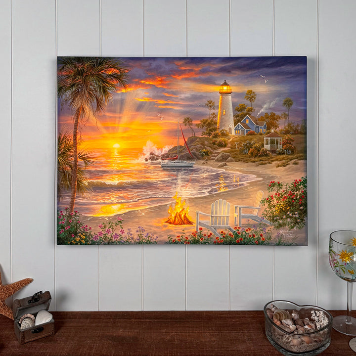 Honeymoon Sunset 18x24 Fully Illuminated LED Wall Art, handcrafted Christmas gift, Grande Place, Lancaster County PA