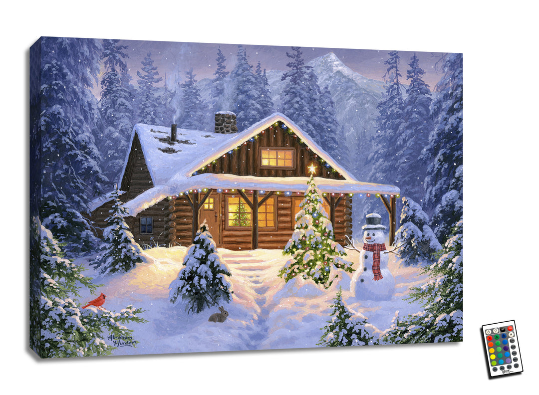 Holiday Retreat 18x24 Fully Illuminated LED Wall Art, handcrafted Christmas gift, Grande Place, Lancaster County PA