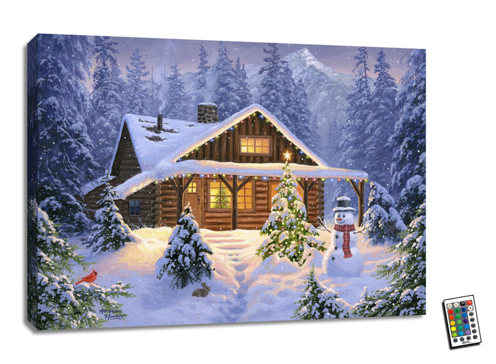 Holiday Retreat 18x24 Fully Illuminated LED Wall Art, handcrafted Christmas gift, Grande Place, Lancaster County PA