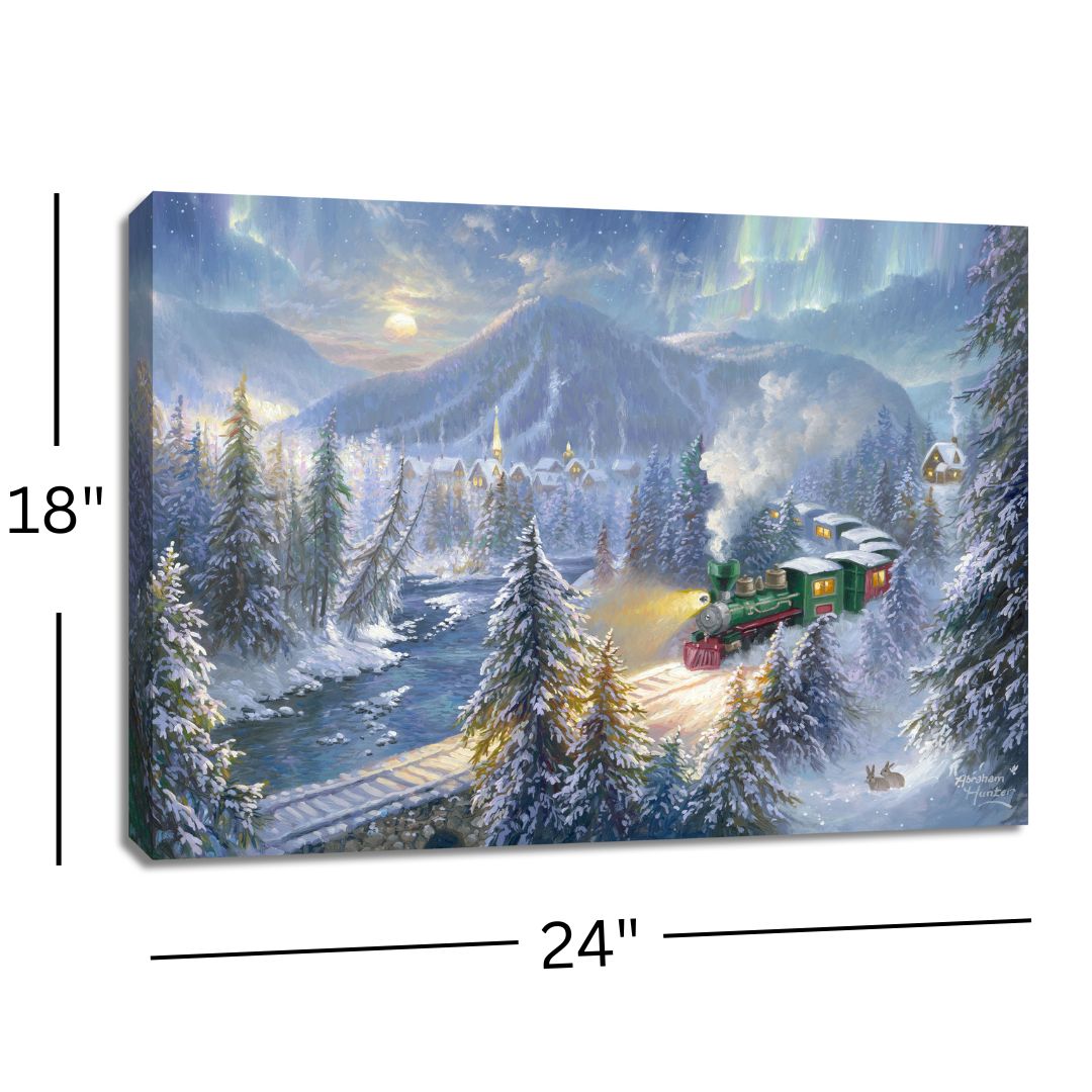 Christmas Train 18x24 Fully Illuminated LED Wall Art