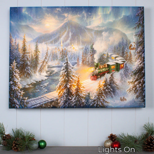 Christmas Train 18x24 Fully Illuminated LED Wall Art