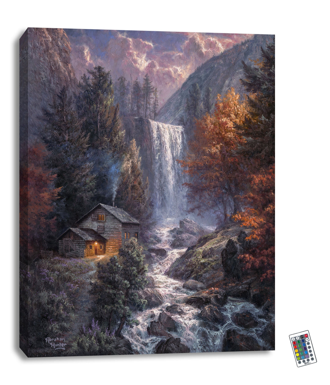 Secret Falls 18x24 Fully Illuminated LED Wall Art, handcrafted Christmas gift, Grande Place, Lancaster County PA