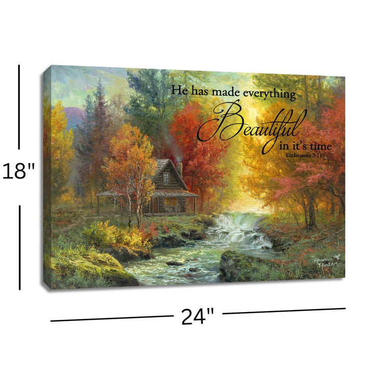 Creekside Cabin with Scripture 18x24 Fully Illuminated LED Wall Art