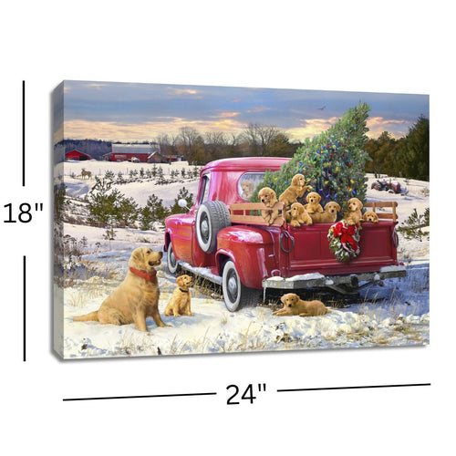 A Puppy Christmas 18x24 Fully Illuminated LED Wall Art