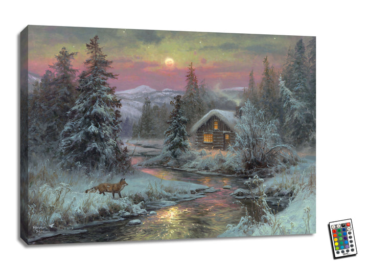 Twilight Hideout 18x24 Fully Illuminated LED Wall Art, handcrafted Christmas gift, Grande Place, Lancaster County PA