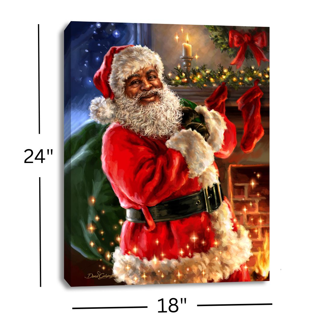 Twas the Night Before Christmas African American 18x24 Fully Illuminated LED Wall Art