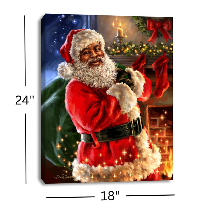 Twas the Night Before Christmas African American 18x24 Fully Illuminated LED Wall Art