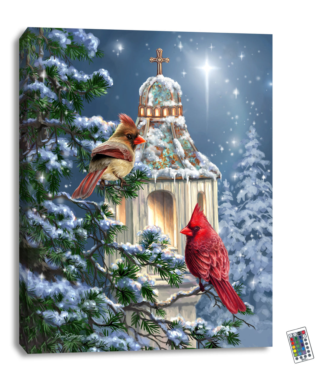 Little Cardinal Chapel 18x24 Fully Illuminated LED Wall Art, handcrafted Christmas gift, Grande Place, Lancaster County PA