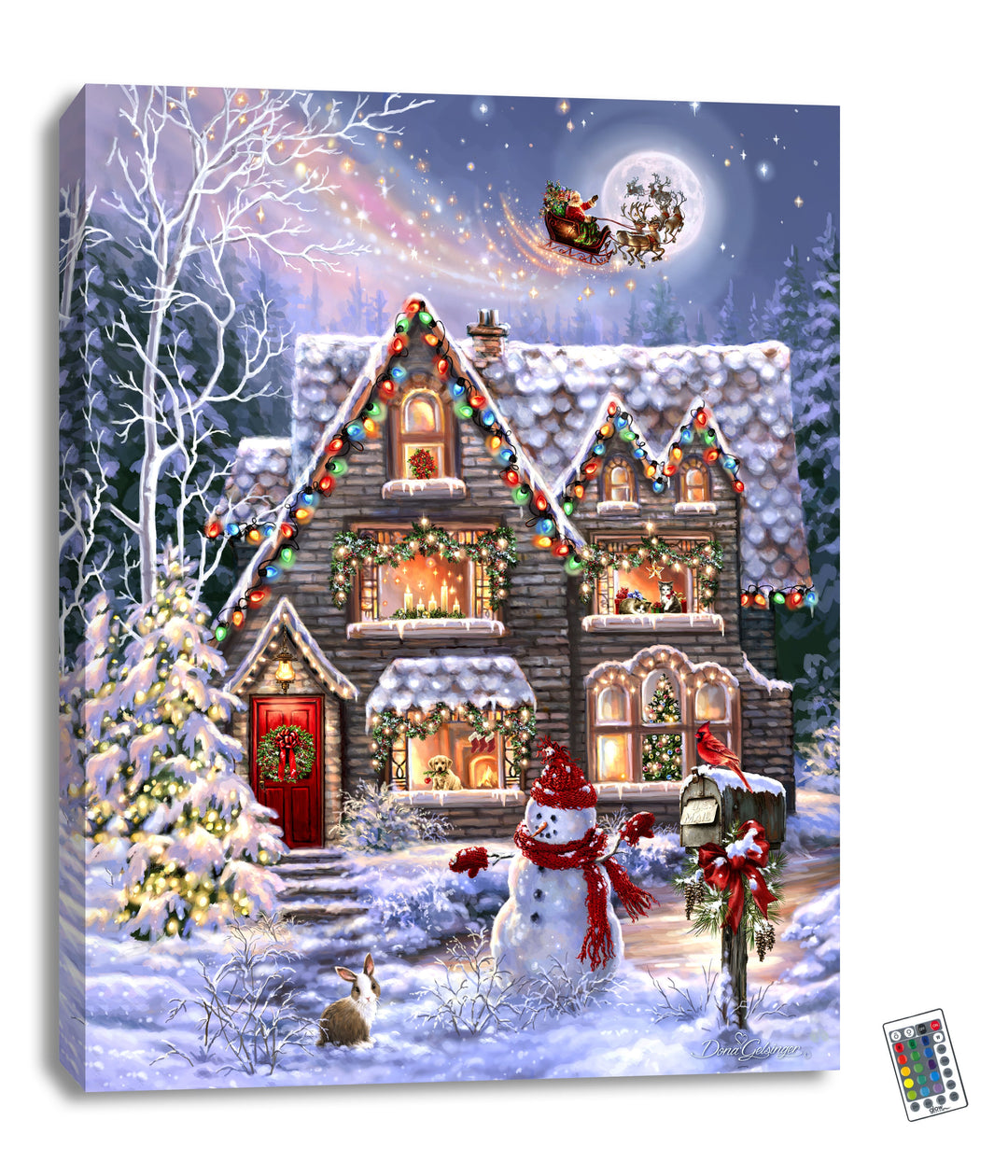 Christmas House 18x24 Fully Illuminated LED Wall Art