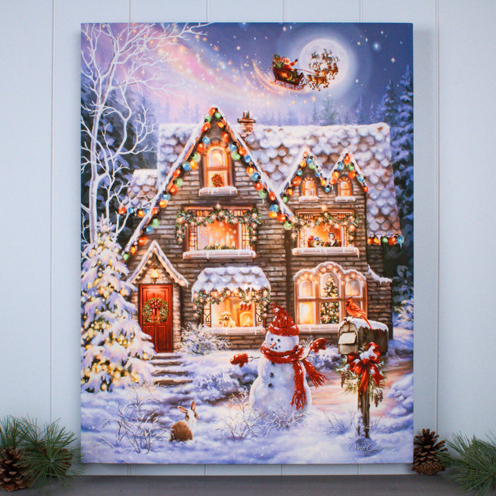 Christmas House 18x24 Fully Illuminated LED Wall Art, handcrafted Christmas gift, Grande Place, Lancaster County PA