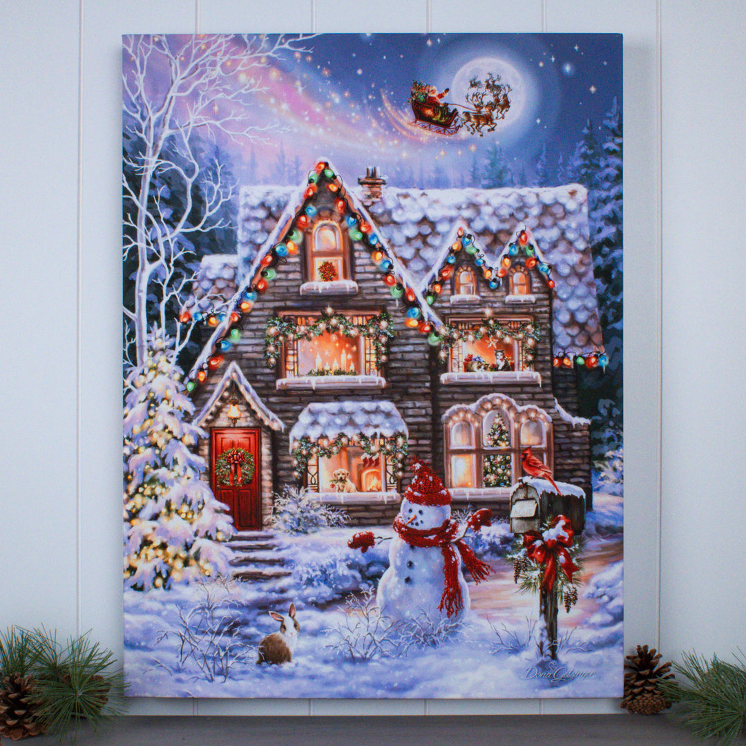 Christmas House 18x24 Fully Illuminated LED Wall Art