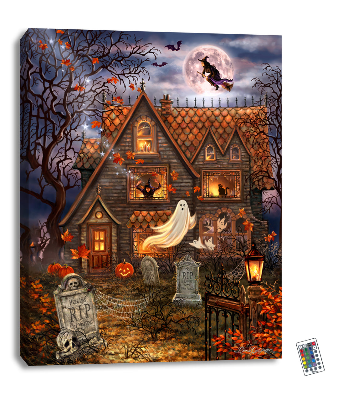 Mystery Mansion 18x24 Fully Illuminated LED Wall Art, handcrafted Christmas gift, Grande Place, Lancaster County PA