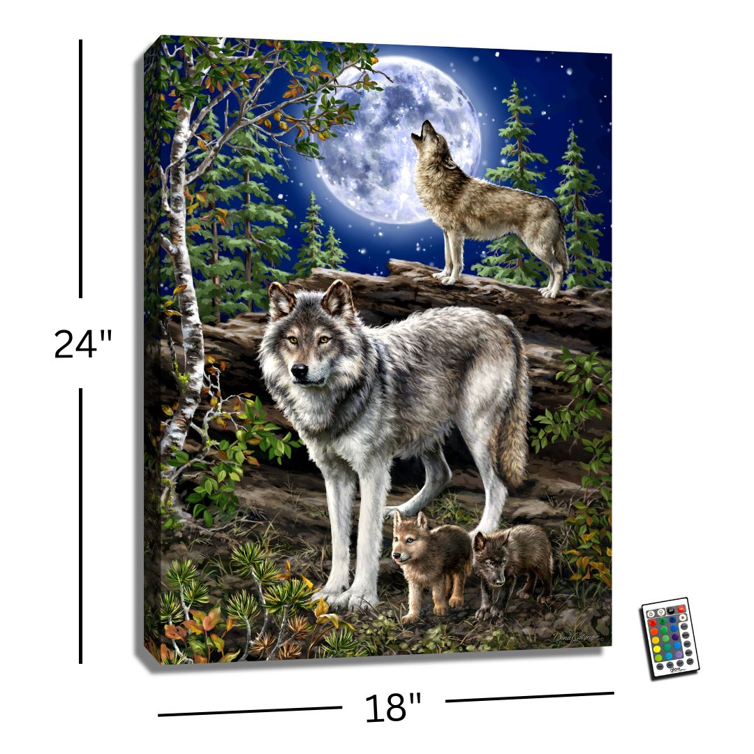 The Wolf Pack 18x24 Fully Illuminated LED Wall Art