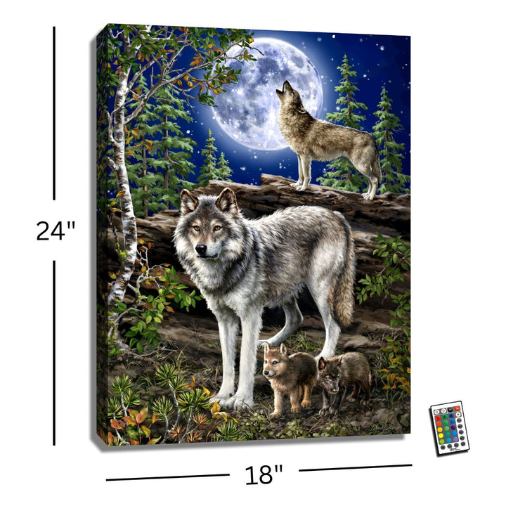 The Wolf Pack 18x24 Fully Illuminated LED Wall Art
