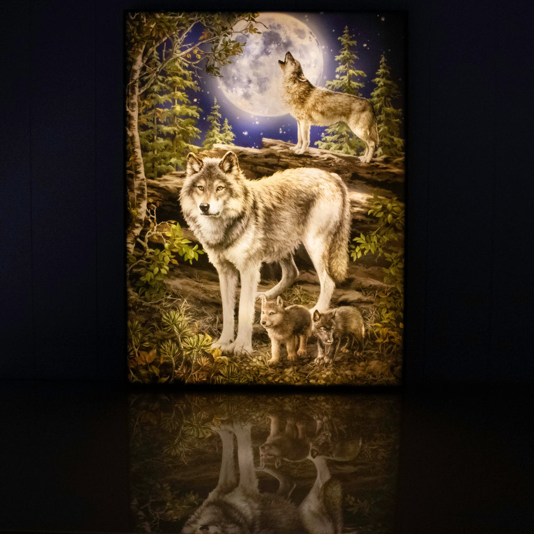 The Wolf Pack 18x24 Fully Illuminated LED Wall Art