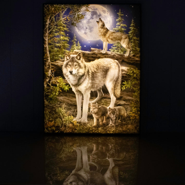 The Wolf Pack 18x24 Fully Illuminated LED Wall Art