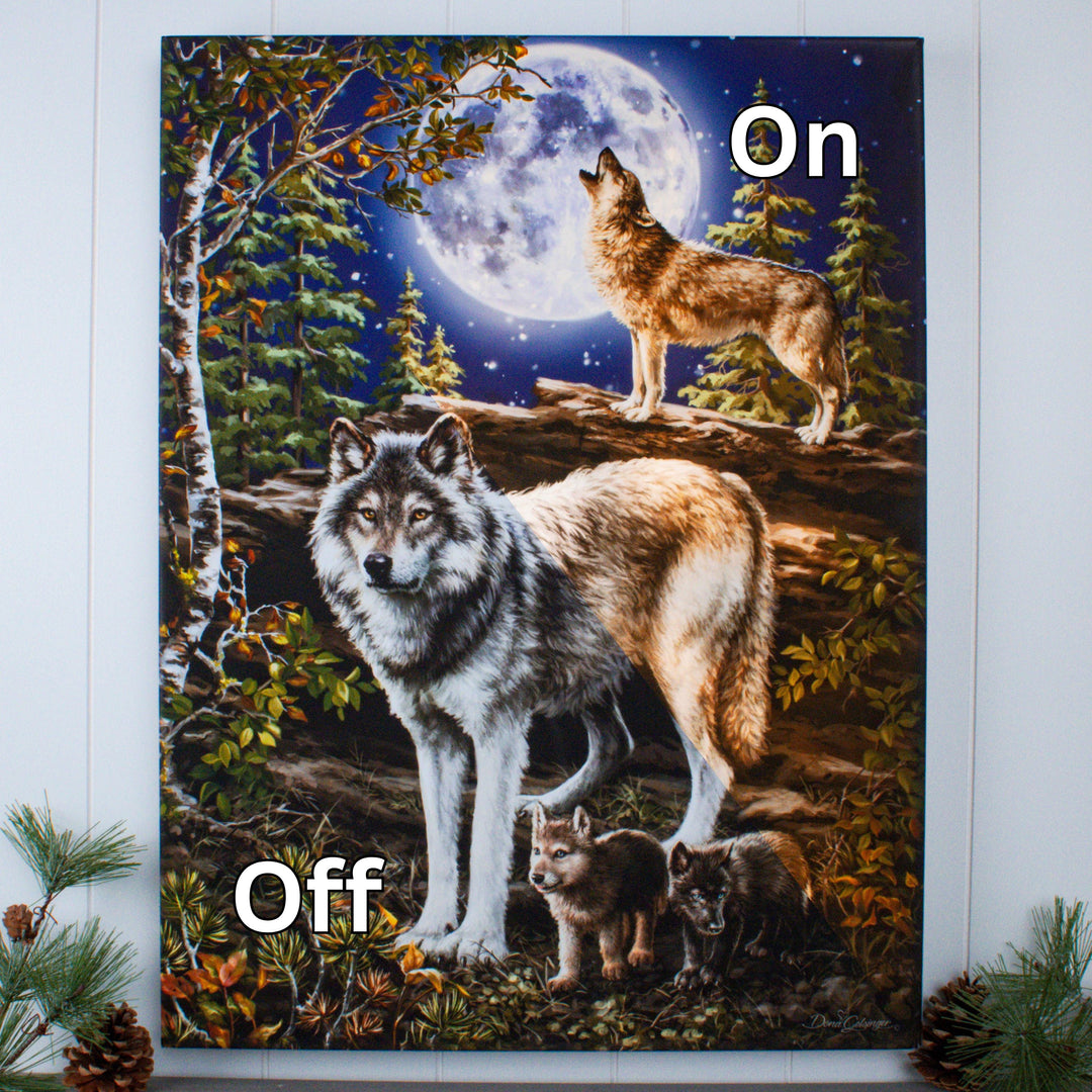 The Wolf Pack 18x24 Fully Illuminated LED Wall Art, handcrafted Christmas gift, Grande Place, Lancaster County PA
