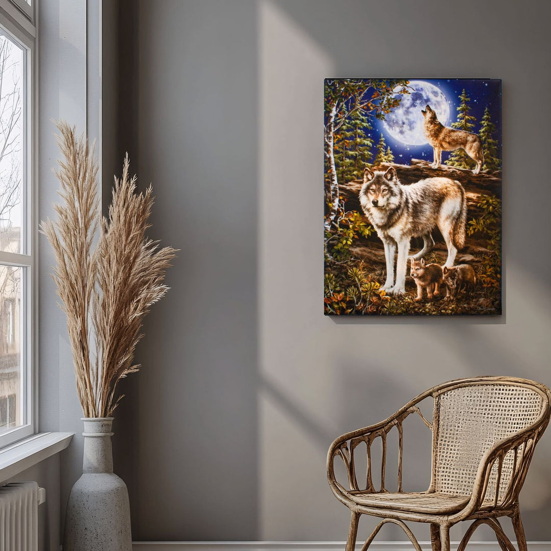 The Wolf Pack 18x24 Fully Illuminated LED Wall Art