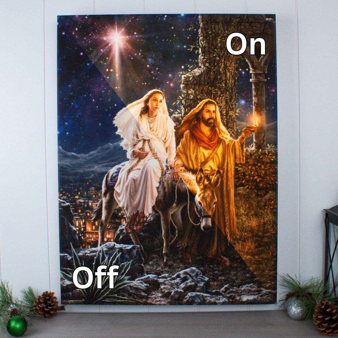 Journey to Bethlehem 18x24 Fully Illuminated LED Wall Art, handcrafted Christmas gift, Grande Place, Lancaster County PA