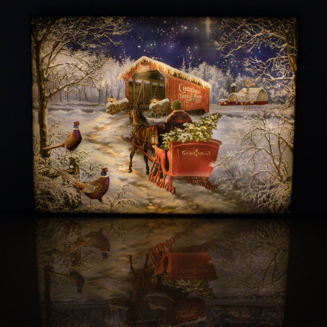 Starry Winter Night 18x24 Fully Illuminated LED Wall Art
