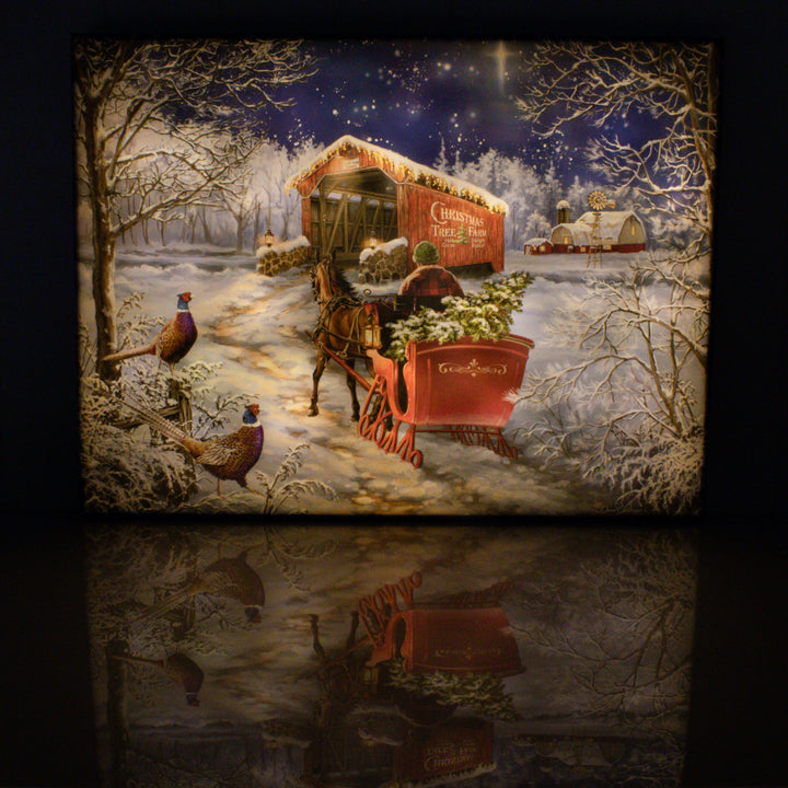 Starry Winter Night 18x24 Fully Illuminated LED Wall Art