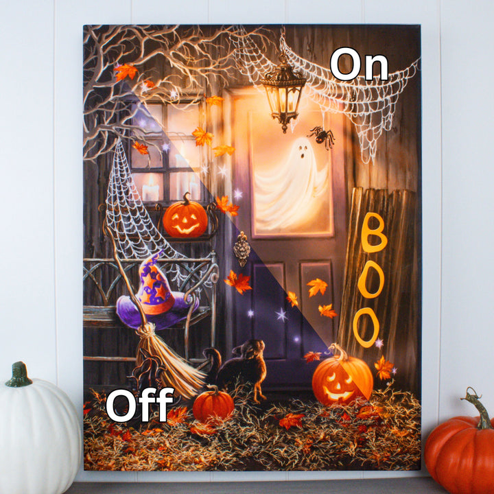 Boo 18x24 Fully Illuminated LED Wall Art, handcrafted Christmas gift, Grande Place, Lancaster County PA