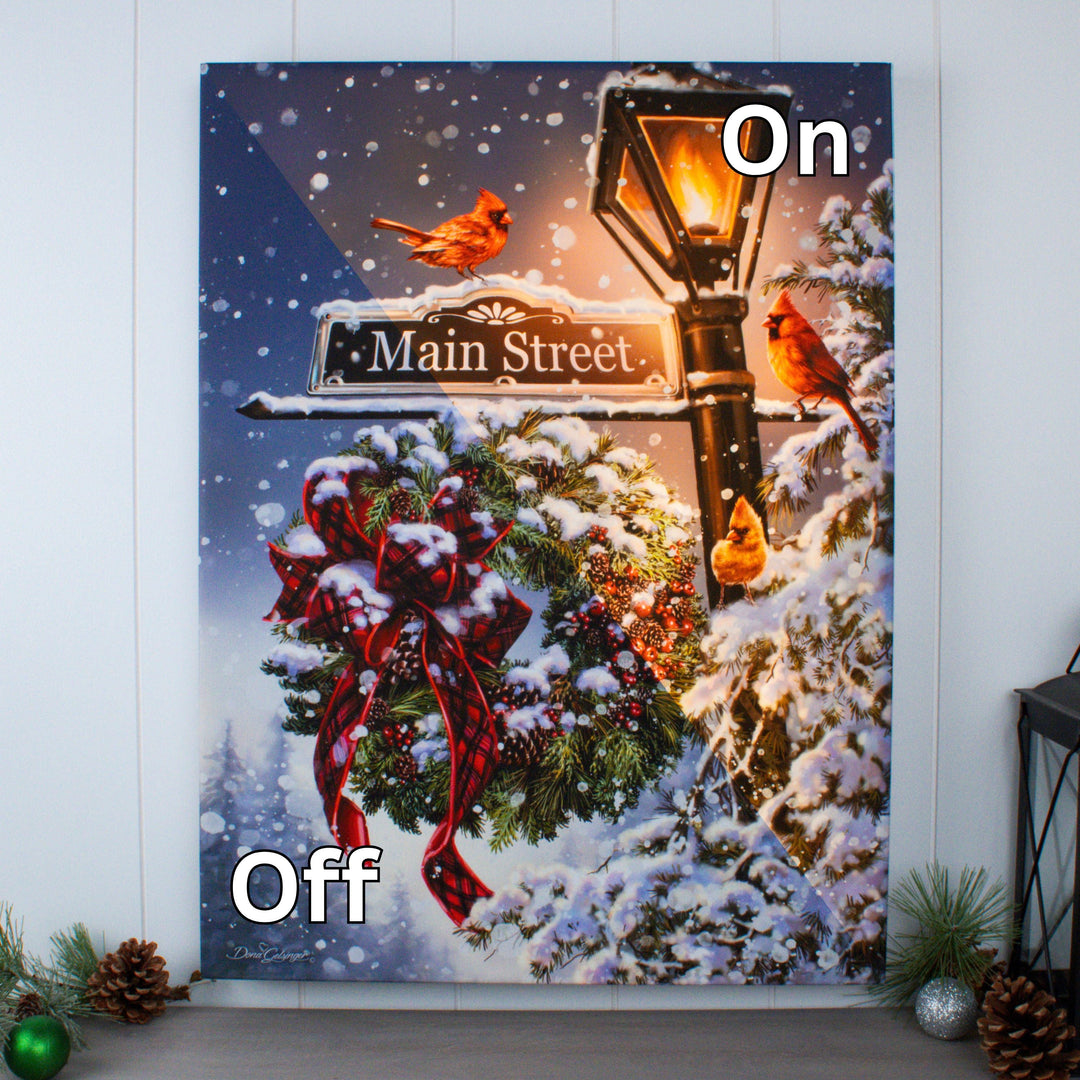 Main Street Christmas 18x24 Fully Illuminated LED Wall Art, handcrafted Christmas gift, Grande Place, Lancaster County PA