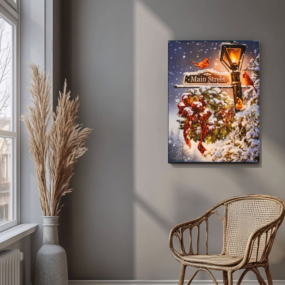 Main Street Christmas 18x24 Fully Illuminated LED Wall Art