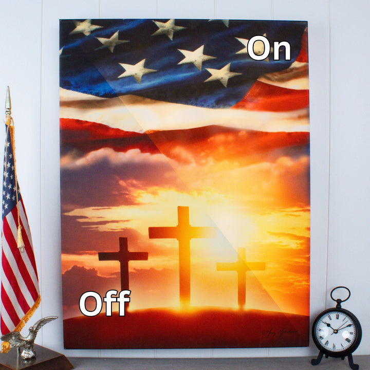 God and Country 18x24 Fully Illuminated LED Wall Art, handcrafted Christmas gift, Grande Place, Lancaster County PA
