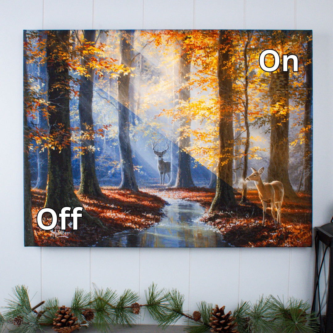 October Courtship 18x24 Fully Illuminated LED Wall Art, handcrafted Christmas gift, Grande Place, Lancaster County PA
