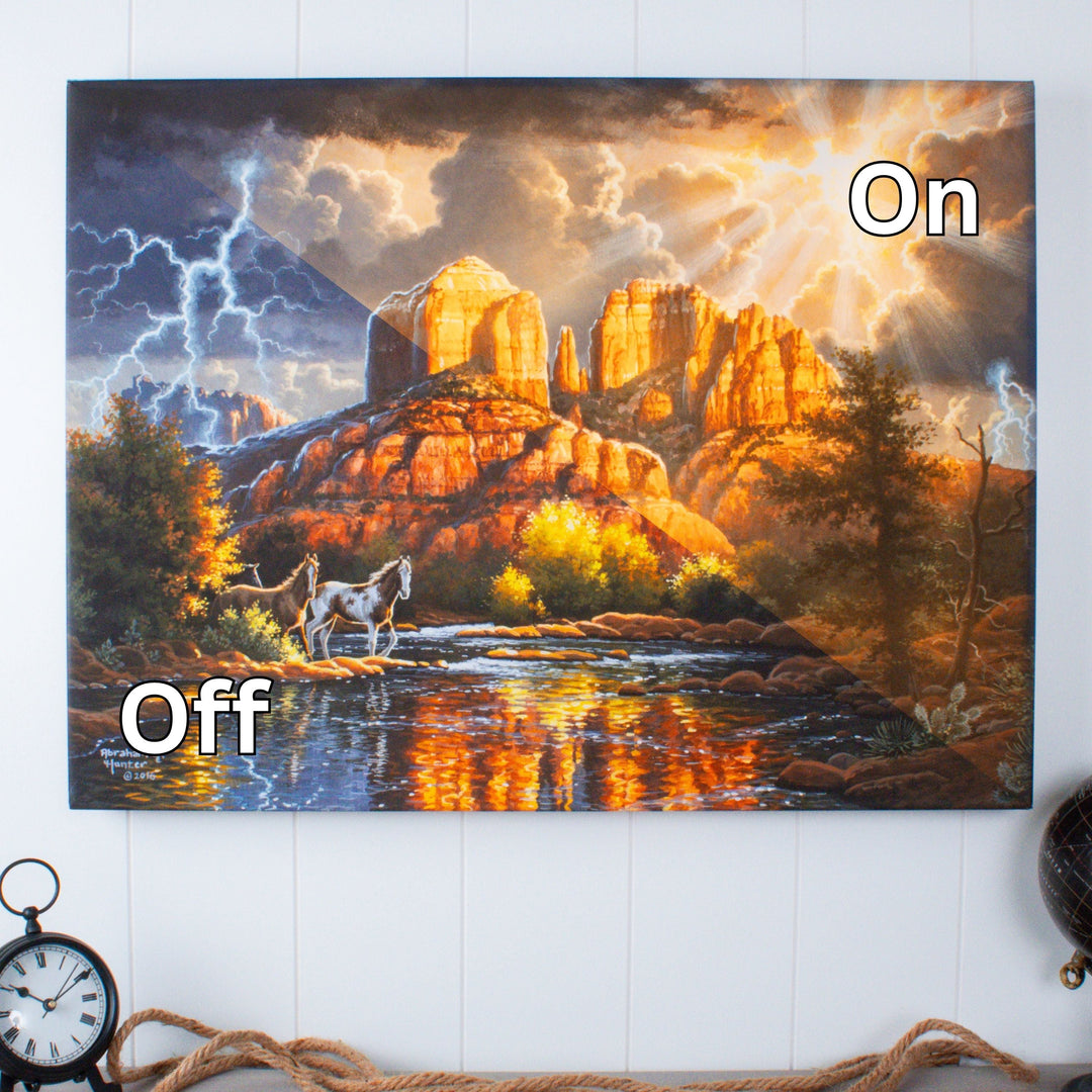 Sedona Majesty 18x24 Fully Illuminated LED Wall Art, handcrafted Christmas gift, Grande Place, Lancaster County PA