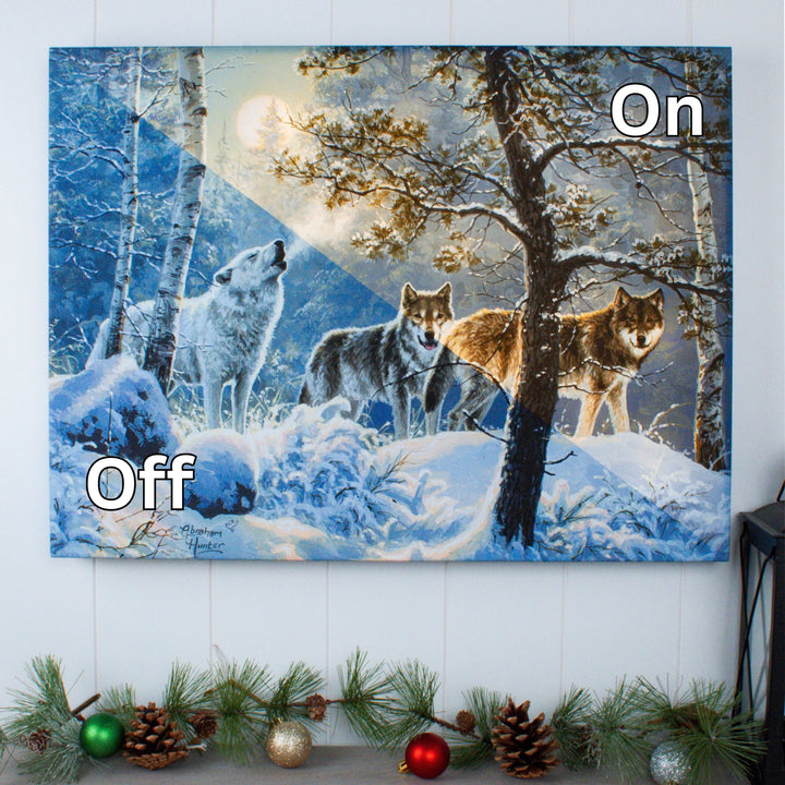 Under the Moonlight 18x24 Fully Illuminated LED Wall Art, handcrafted Christmas gift, Grande Place, Lancaster County PA