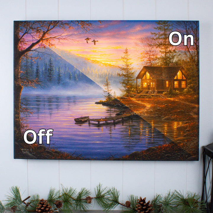 Morning Mist 18x24 Fully Illuminated LED Wall Art, handcrafted Christmas gift, Grande Place, Lancaster County PA