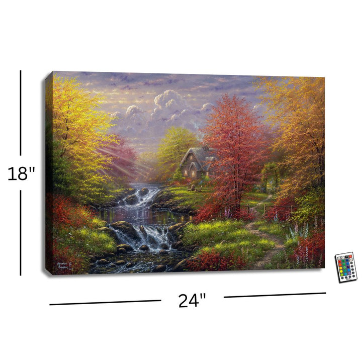 Secluded Cottage 18x24 Fully Illuminated LED Wall Art