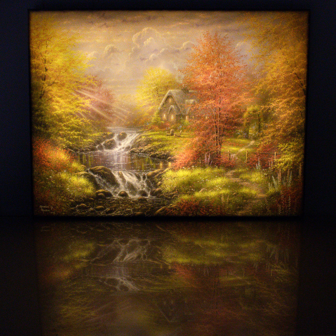 Secluded Cottage 18x24 Fully Illuminated LED Wall Art