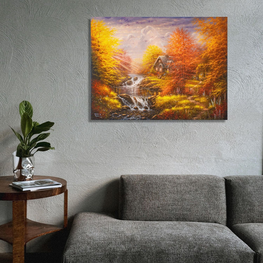Secluded Cottage 18x24 Fully Illuminated LED Wall Art